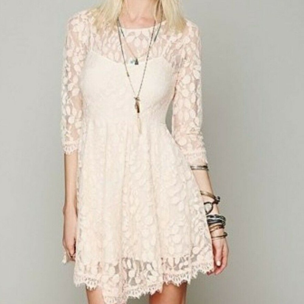 Free People white lace asymmetrical hem dress